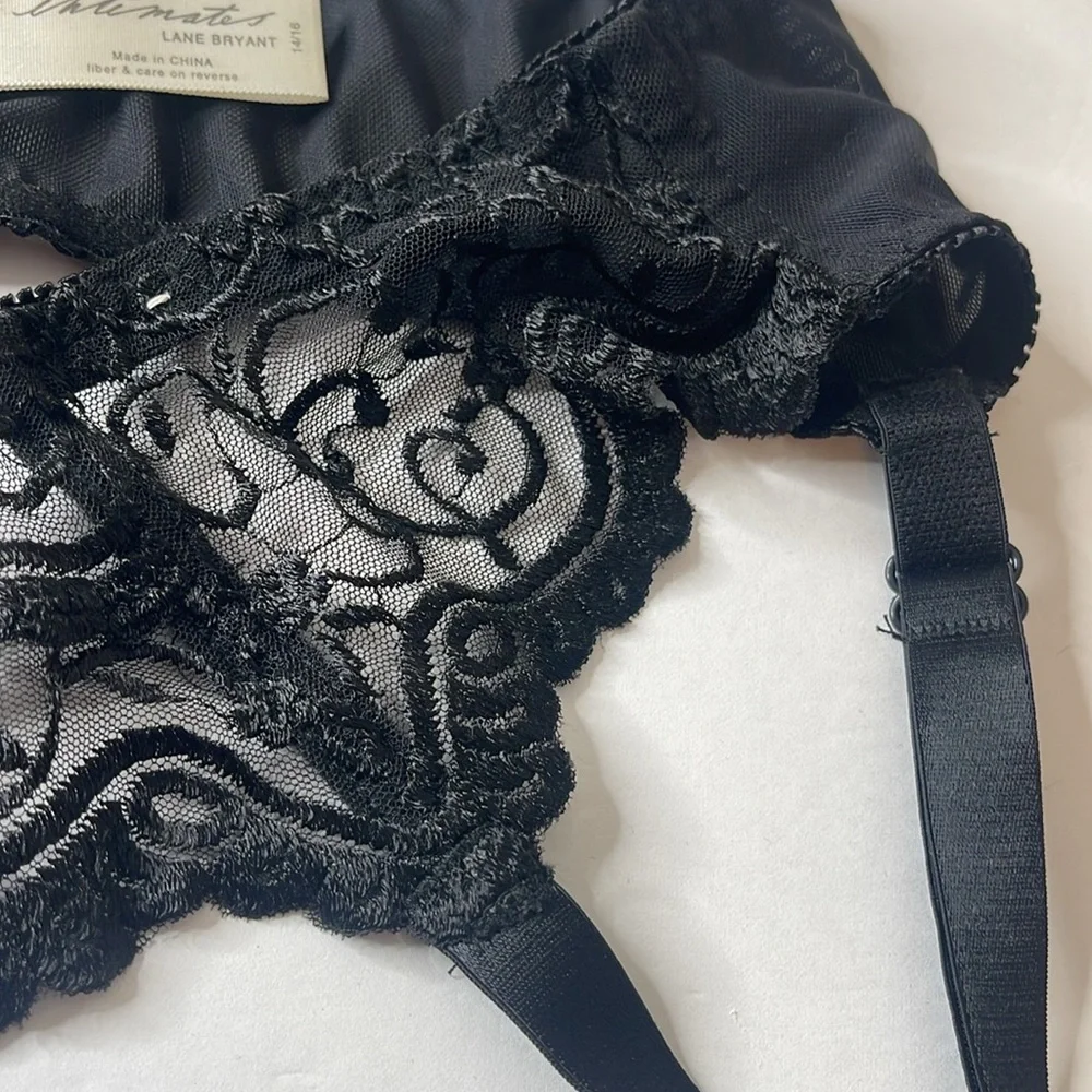 Lane Bryant Intimates Black Lace Garter Belt 14/16 XL
